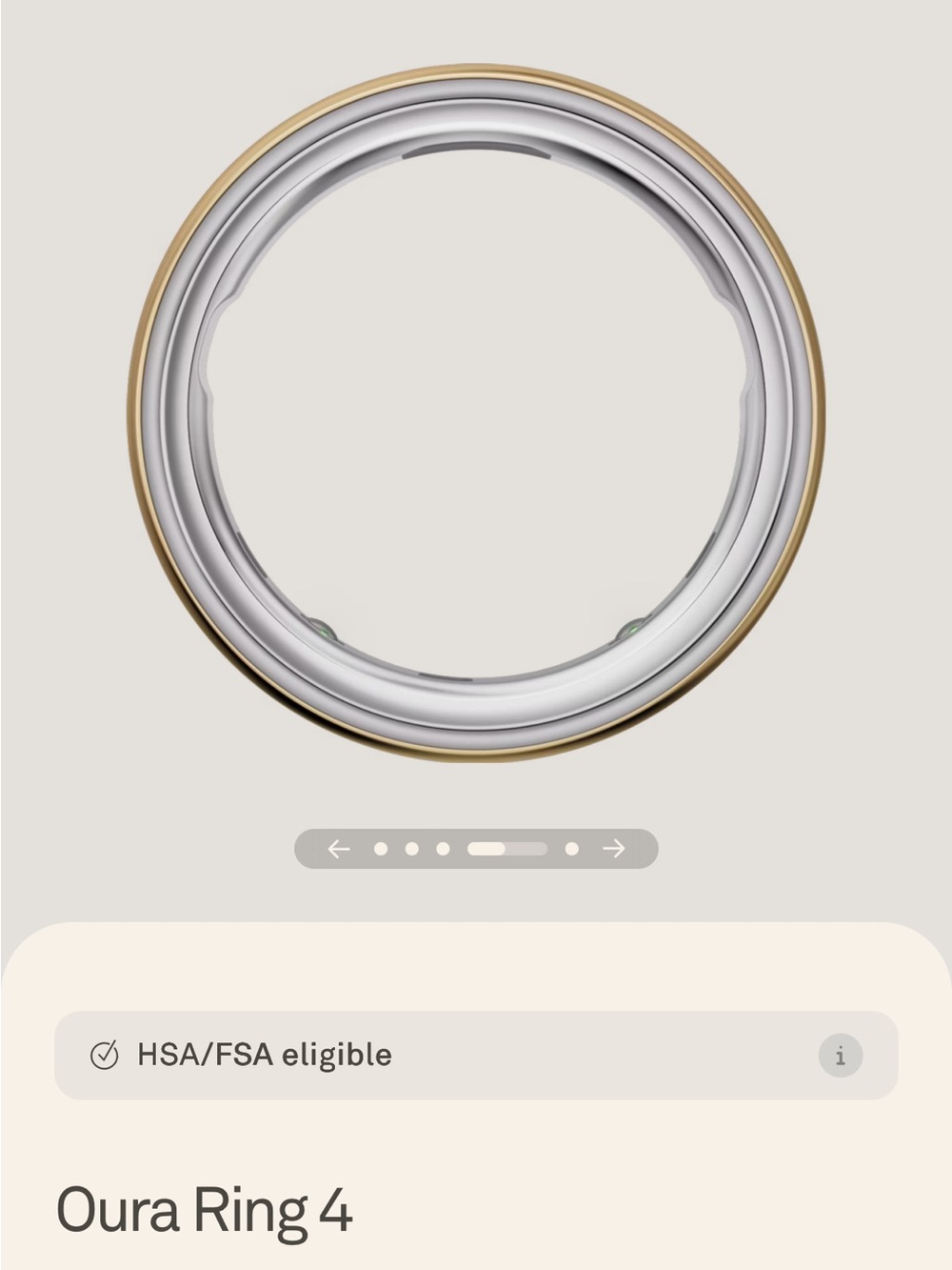 Oura Ring 4 — Gold exterior with Silver inner band size 6 - Picture 6 of 10